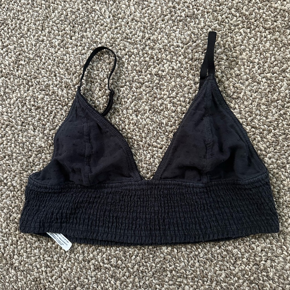 Free People Black Textured Bralette